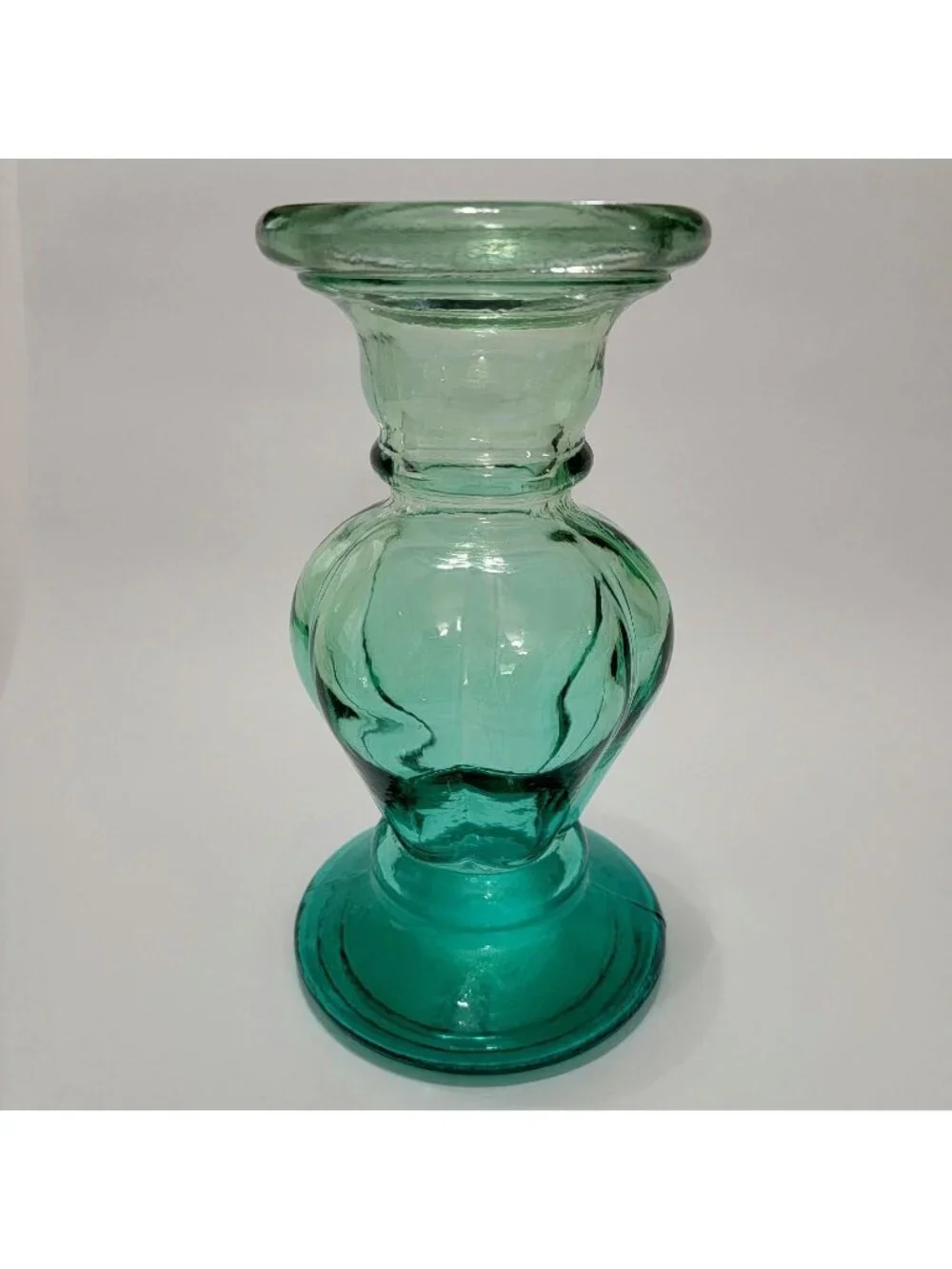 GREEN BLUE Glass Vase Candle Holder Hand